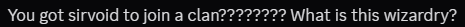 Somebody saying: You got sirvoid to join a clan???????? What is this wizardry?