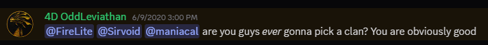 Odd asks Sirvoid, Maniacal, FireLite if they will ever join a clan.