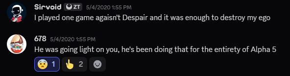 Sirvoid says Despair crushed his ego.